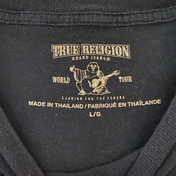 Mens True Religion TShirt. Men’s Large Preloved Color Black Gently Worn - Picture 2 of 2